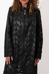 Women's summer long leather jacket